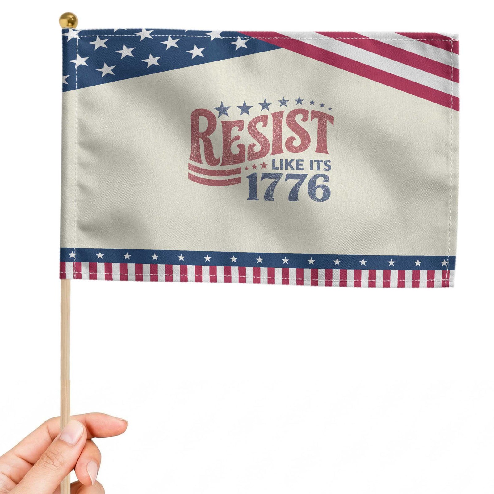 Resist Like Its 1776 Patriotic Handheld Flag Vintage Distressed Political Satire Graphic TS02 Modern 8.2