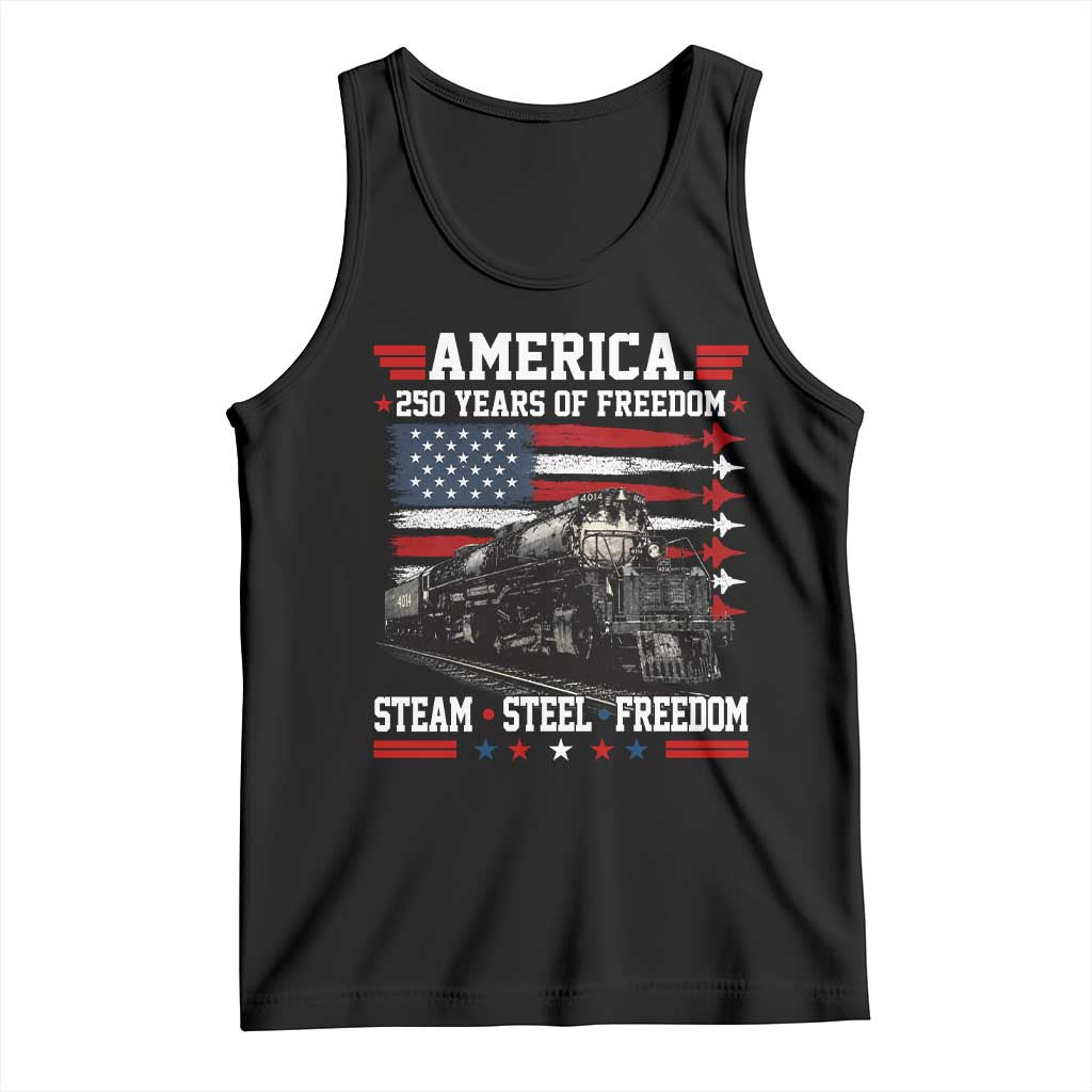 Steam Steel Freedom Stainless American Spirit Tank Top 250 Years USA Railroad Legend Patriotic Military Jet Flyover Graphic TS02 Black Print Your Wear