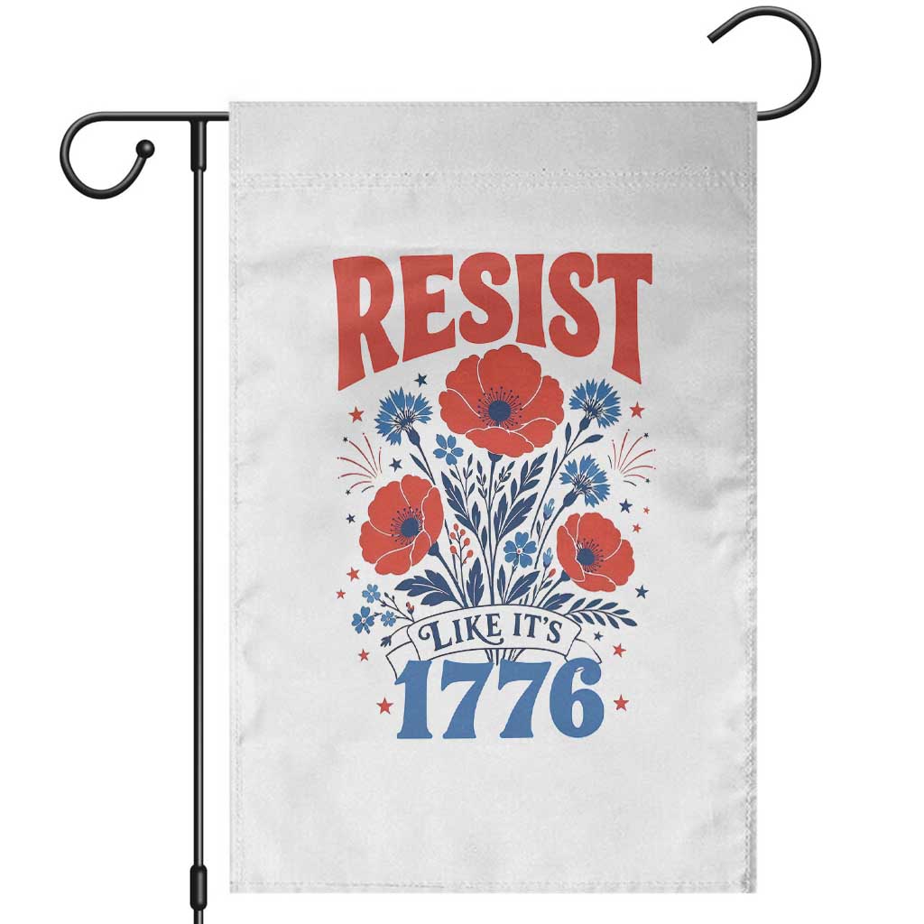Resist Like Its 1776 Folk Art Floral Botanical Graphic Garden Flag Patriotic Statement Political Satire TS02 White Print Your Wear