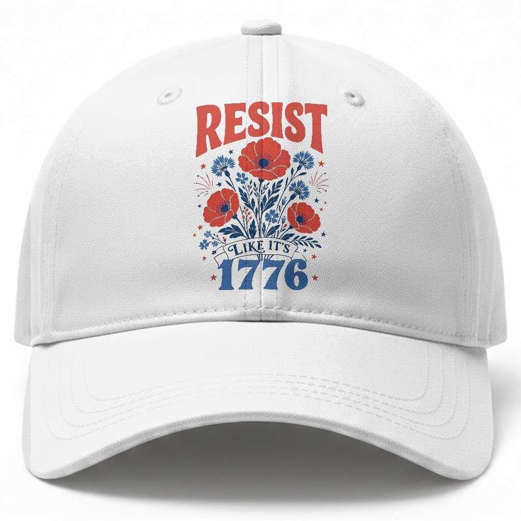 Resist Like Its 1776 Folk Art Floral Botanical Graphic Baseball Cap Patriotic Statement Political Satire TS02 Print Your Wear