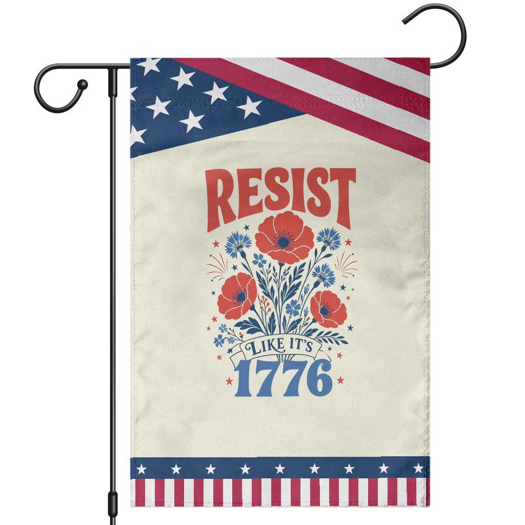 Resist Like Its 1776 Folk Art Floral Botanical Graphic Patriotic Garden Flag Statement Political Satire TS02 Modern Beige Blue Print Your Wear