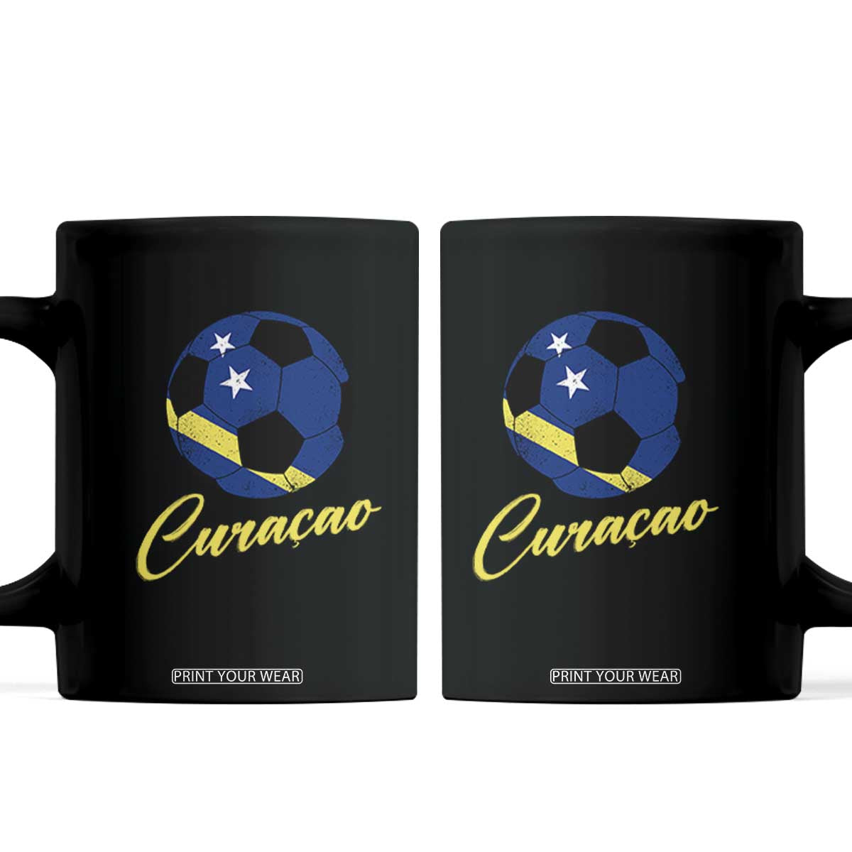 Curaçao Soccer Fans Distressed Flag Coffee Mug Football Heritage Pride Support TS02 Black Print Your Wear