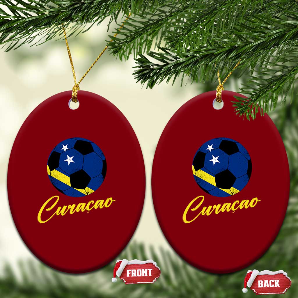 Curaçao Soccer Fans Distressed Flag Ceramic Ornament Football Heritage Pride Support TS02 Print Your Wear