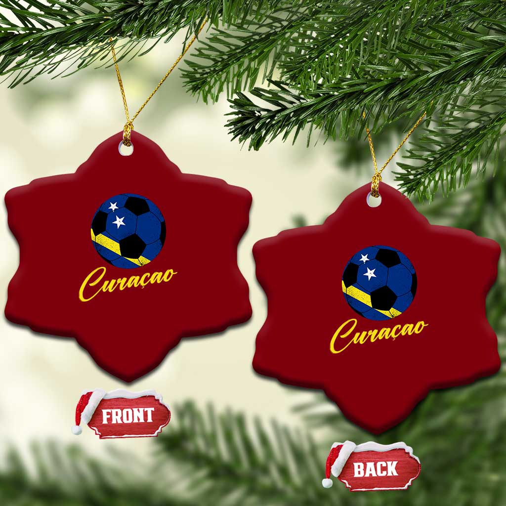 Curaçao Soccer Fans Distressed Flag Ceramic Ornament Football Heritage Pride Support TS02 Print Your Wear