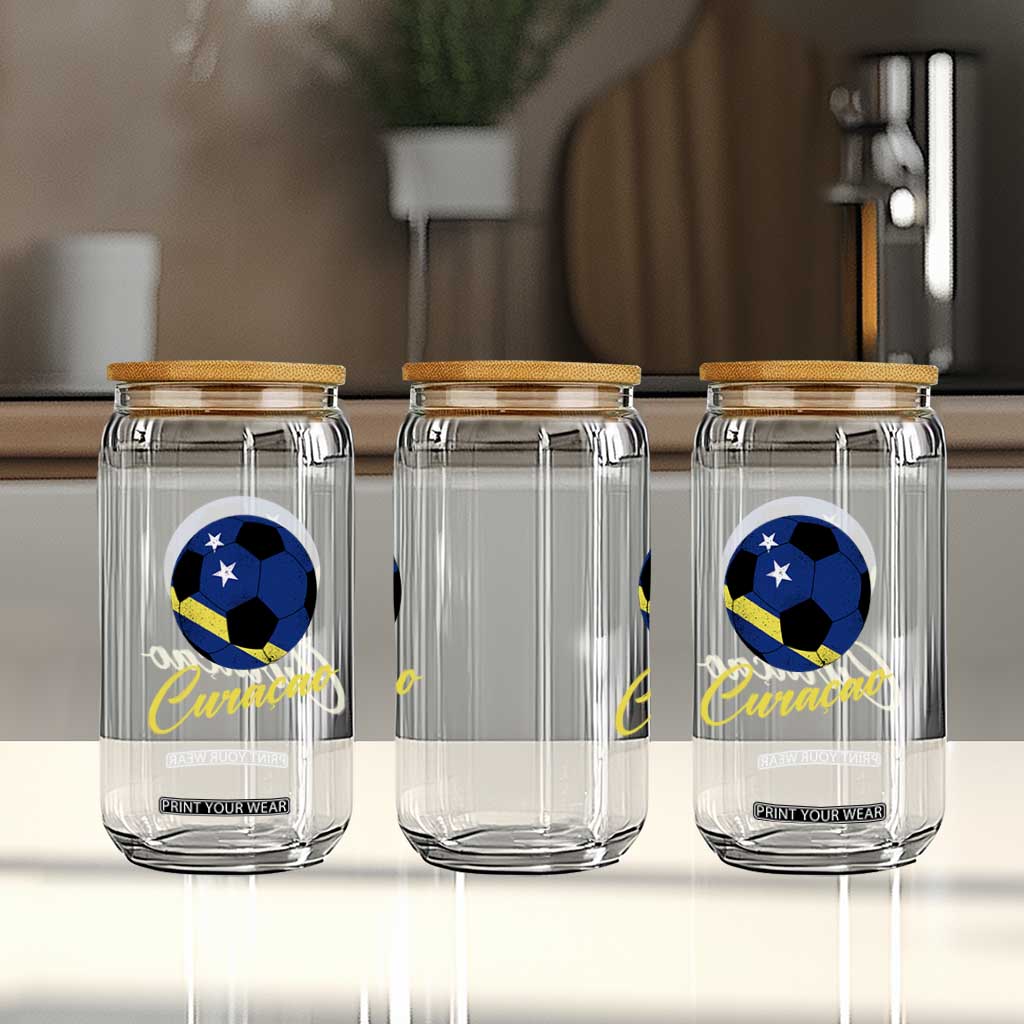 Curaçao Soccer Fans Distressed Flag Glass Can Football Heritage Pride Support TS02 Print Your Wear