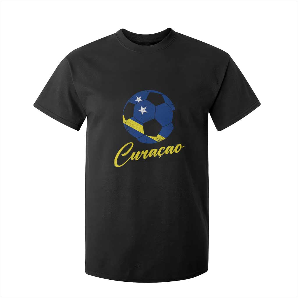 Curaçao Soccer Fans Distressed Flag T Shirt For Kid Football Heritage Pride Support TS02 Black Print Your Wear