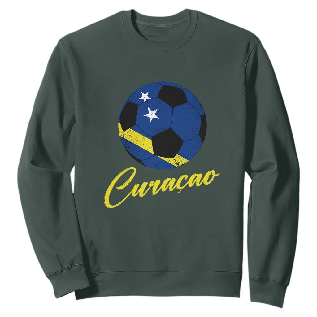Curaçao Soccer Fans Distressed Flag Sweatshirt Football Heritage Pride Support TS02 Dark Forest Green Print Your Wear