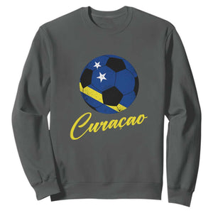 Curaçao Soccer Fans Distressed Flag Sweatshirt Football Heritage Pride Support TS02 Dark Heather Print Your Wear