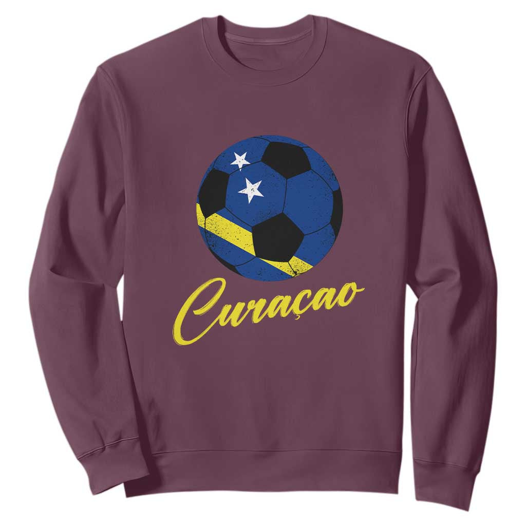 Curaçao Soccer Fans Distressed Flag Sweatshirt Football Heritage Pride Support TS02 Maroon Print Your Wear