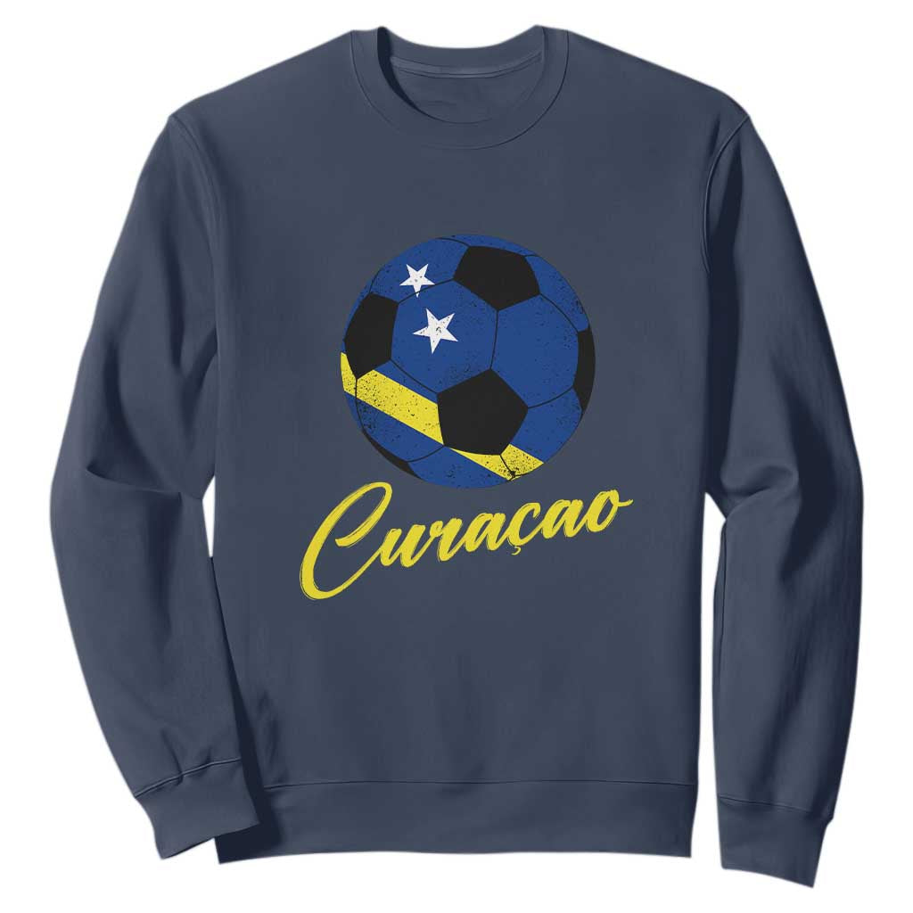 Curaçao Soccer Fans Distressed Flag Sweatshirt Football Heritage Pride Support TS02 Navy Print Your Wear