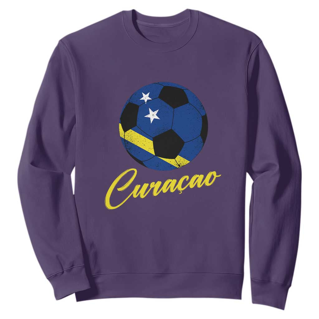 Curaçao Soccer Fans Distressed Flag Sweatshirt Football Heritage Pride Support TS02 Purple Print Your Wear