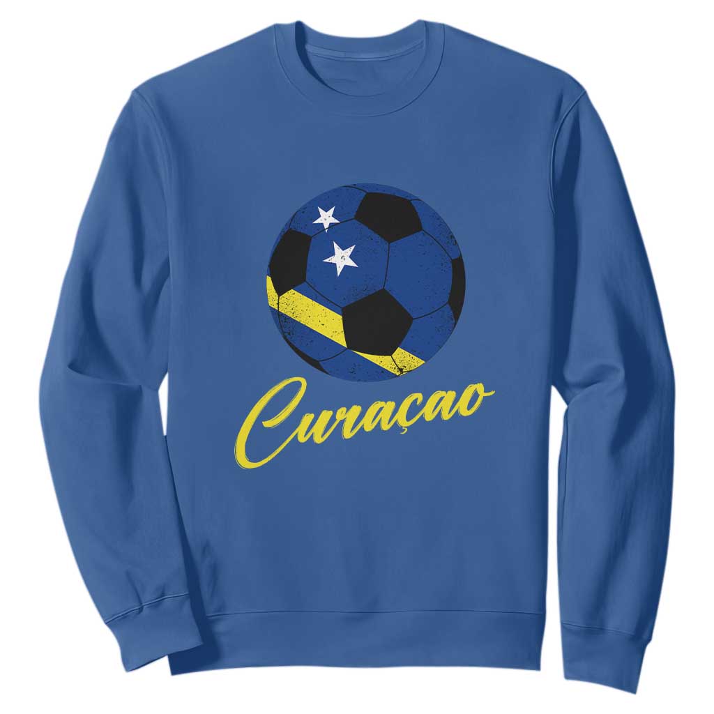 Curaçao Soccer Fans Distressed Flag Sweatshirt Football Heritage Pride Support TS02 Royal Blue Print Your Wear