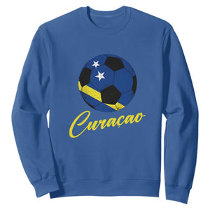 Curaçao Soccer Fans Distressed Flag Sweatshirt Football Heritage Pride Support TS02 Royal Blue Print Your Wear