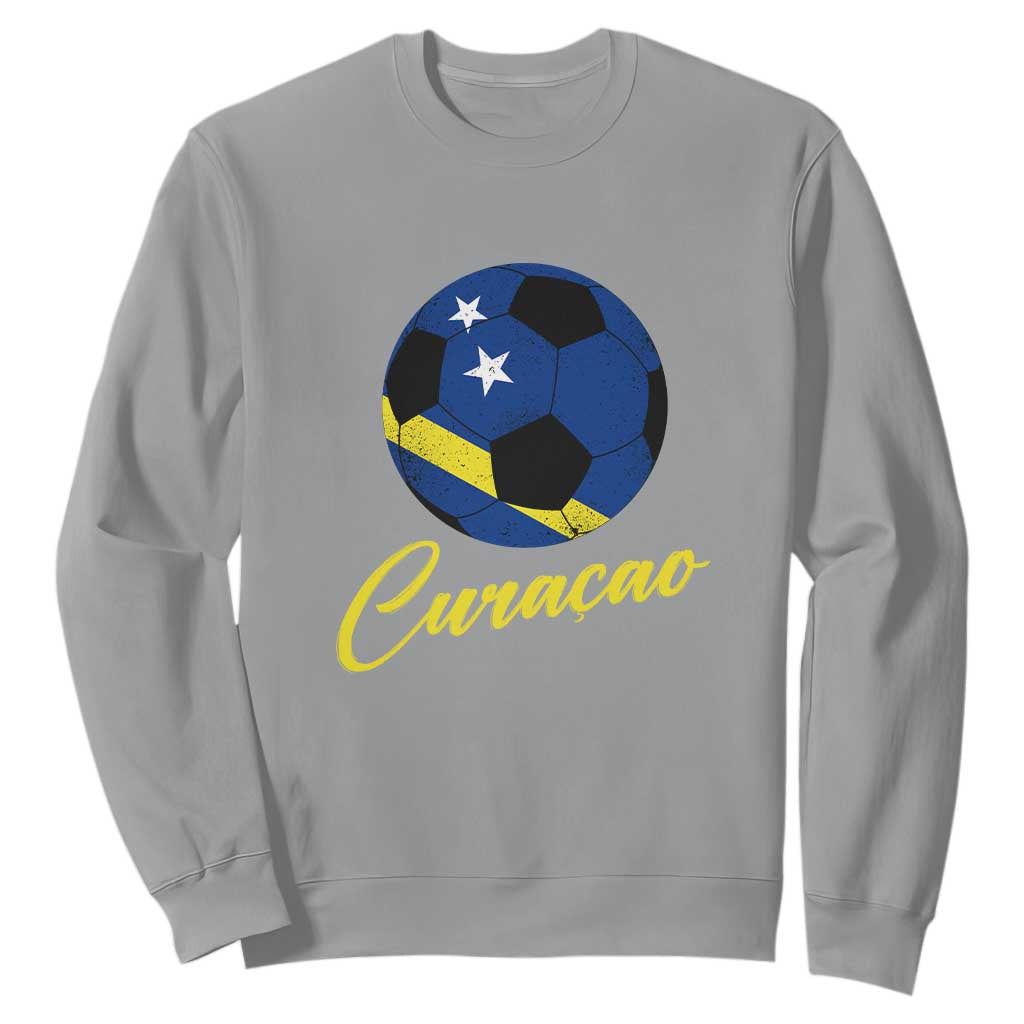 Curaçao Soccer Fans Distressed Flag Sweatshirt Football Heritage Pride Support TS02 Sport Gray Print Your Wear