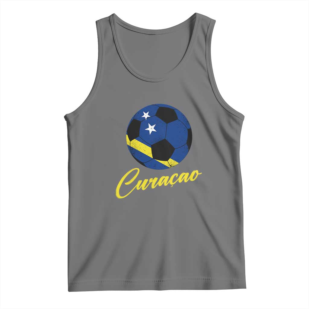 Curaçao Soccer Fans Distressed Flag Tank Top Football Heritage Pride Support TS02 Black Heather Print Your Wear