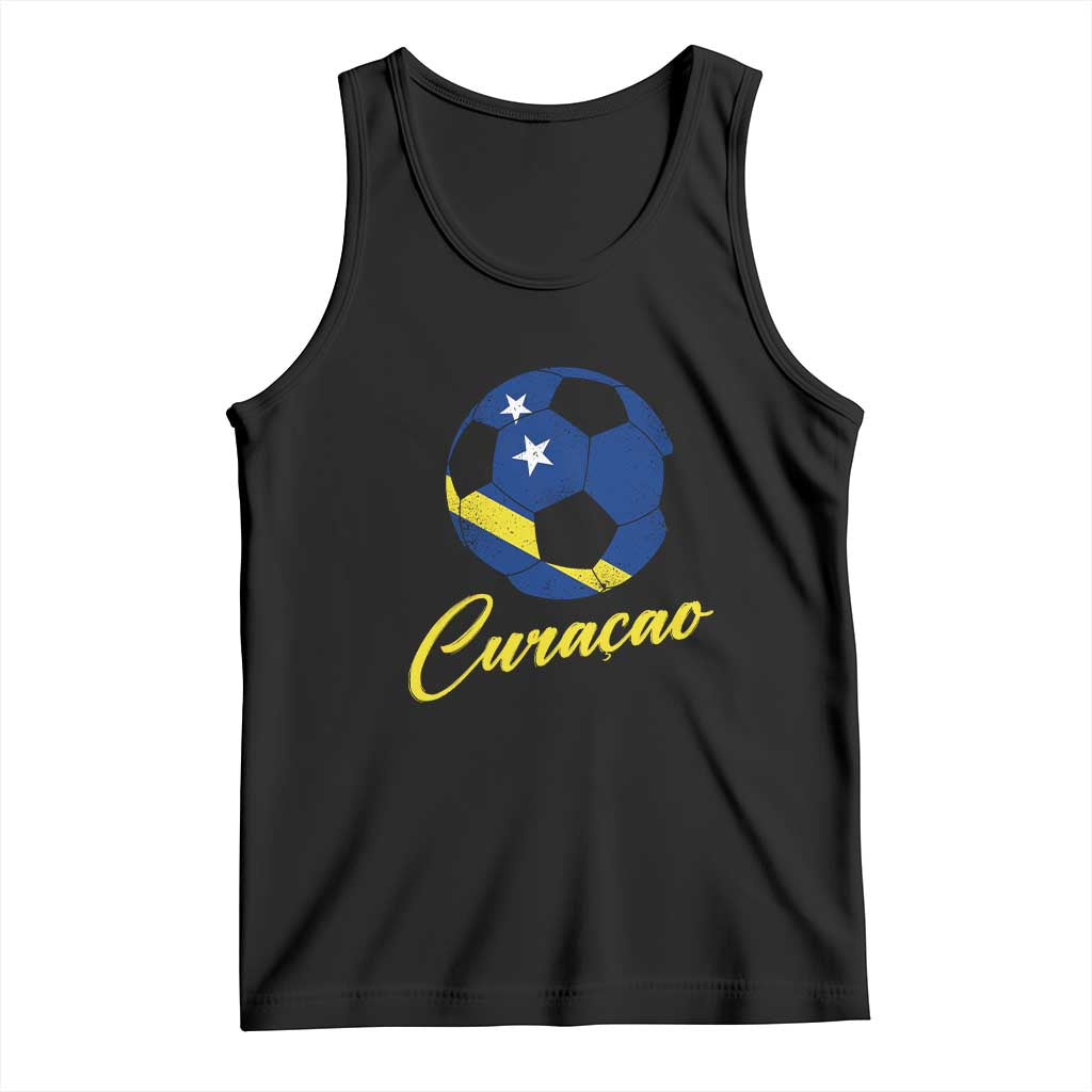 Curaçao Soccer Fans Distressed Flag Tank Top Football Heritage Pride Support TS02 Black Print Your Wear
