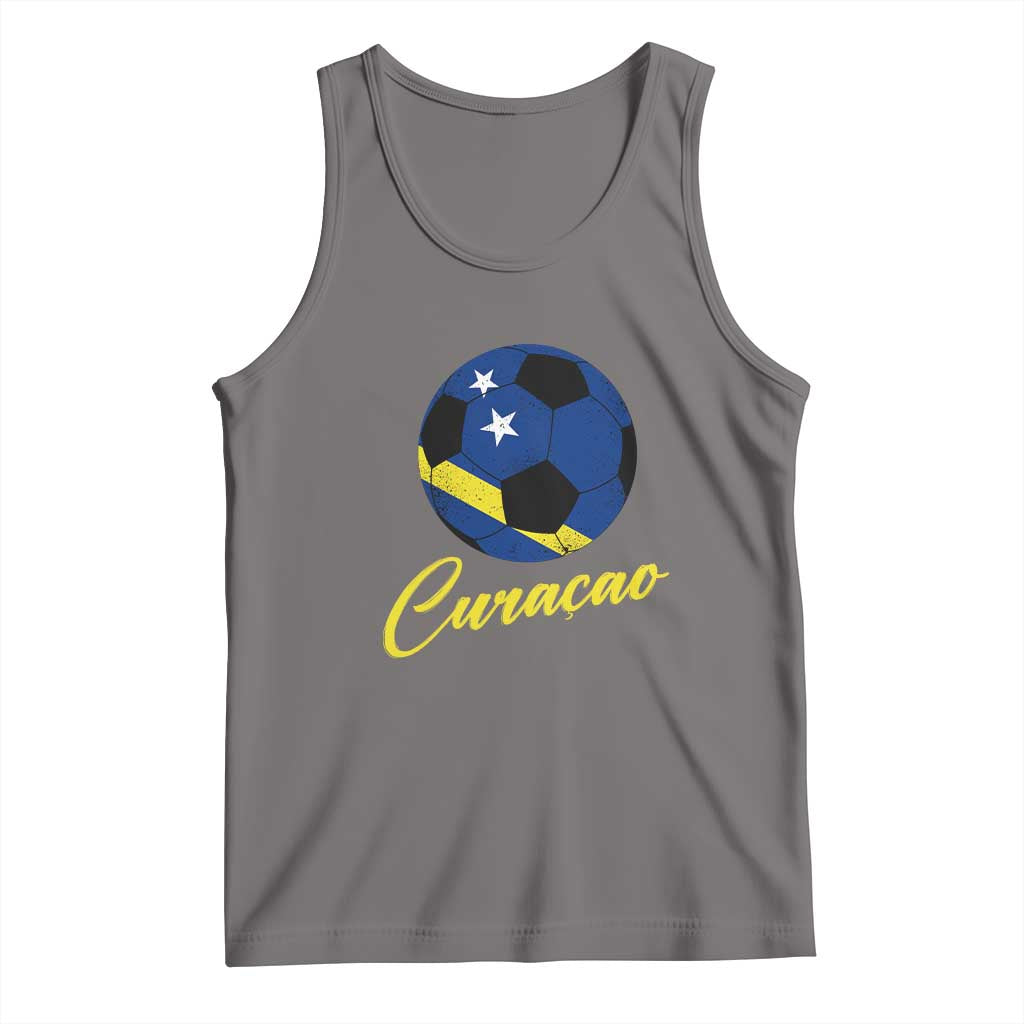 Curaçao Soccer Fans Distressed Flag Tank Top Football Heritage Pride Support TS02 Deep Heather Print Your Wear