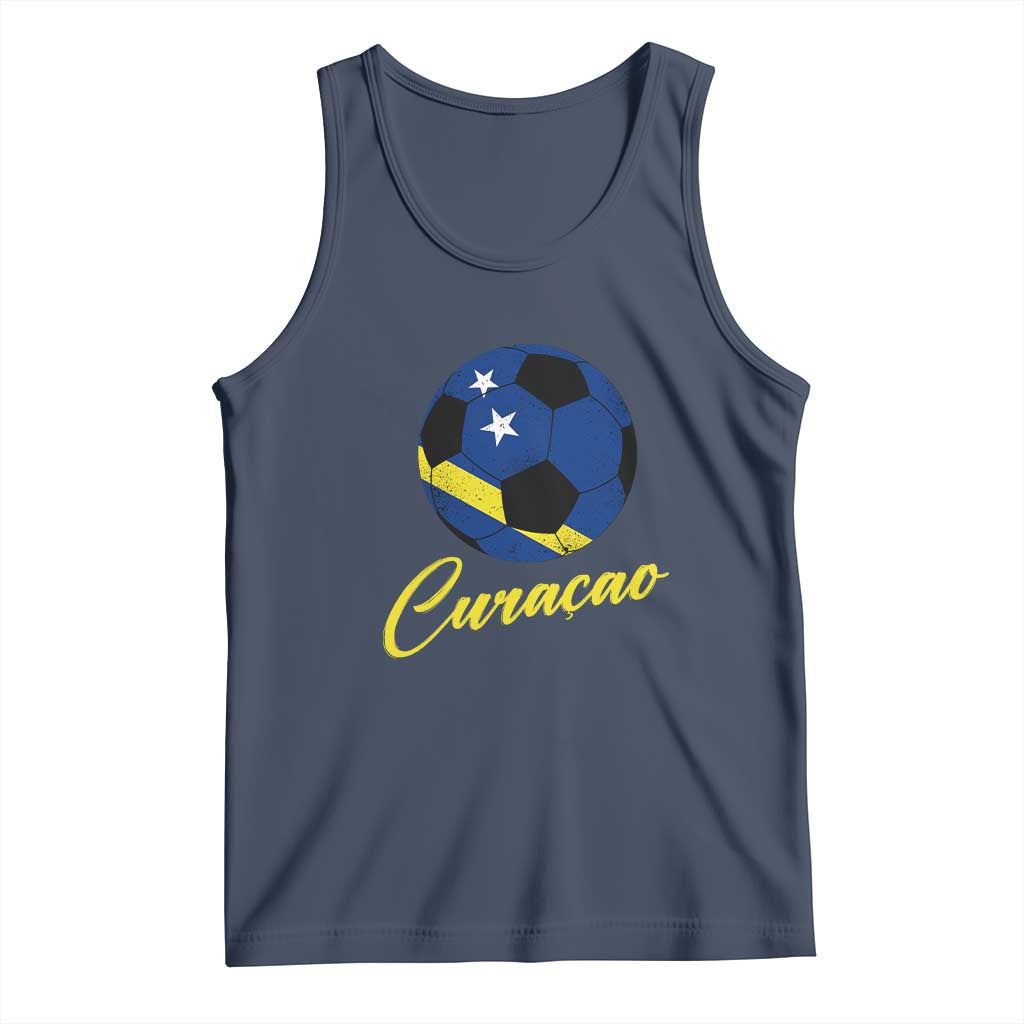 Curaçao Soccer Fans Distressed Flag Tank Top Football Heritage Pride Support TS02 Navy Print Your Wear