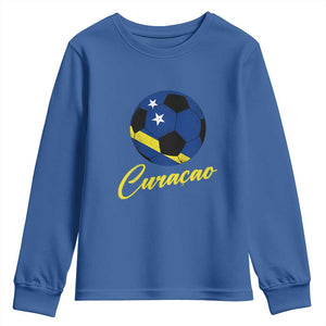 Curaçao Soccer Fans Distressed Flag Youth Sweatshirt Football Heritage Pride Support TS02 Royal Blue Print Your Wear