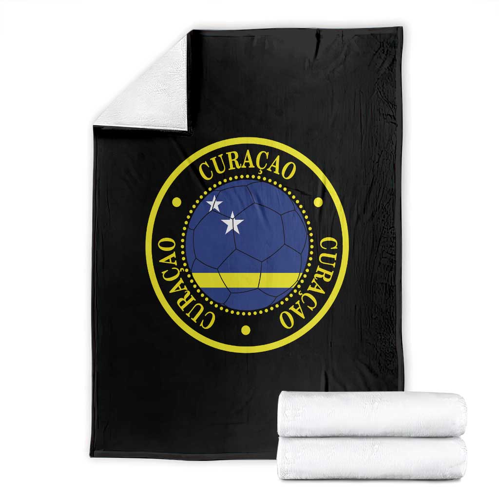 Curaçao Football Pride Circular Crest Vintage Throw Blanket Curacao Flag Soccer Fans Graphic TS02 Black Print Your Wear