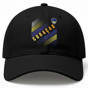 Curaçao Soccer Flag Stripe Jersey Style Baseball Cap Football Fans Pride Support TS02 Print Your Wear