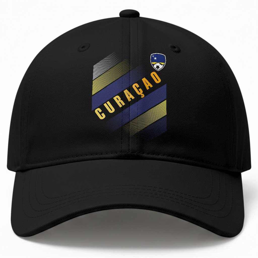 Curaçao Soccer Flag Stripe Jersey Style Baseball Cap Football Fans Pride Support TS02 Print Your Wear