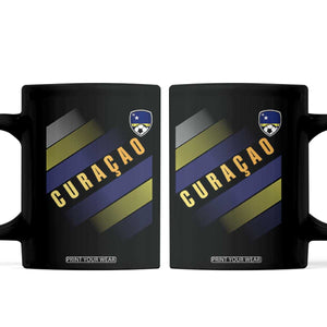 Curaçao Soccer Flag Stripe Jersey Style Coffee Mug Football Fans Pride Support TS02 Black Print Your Wear