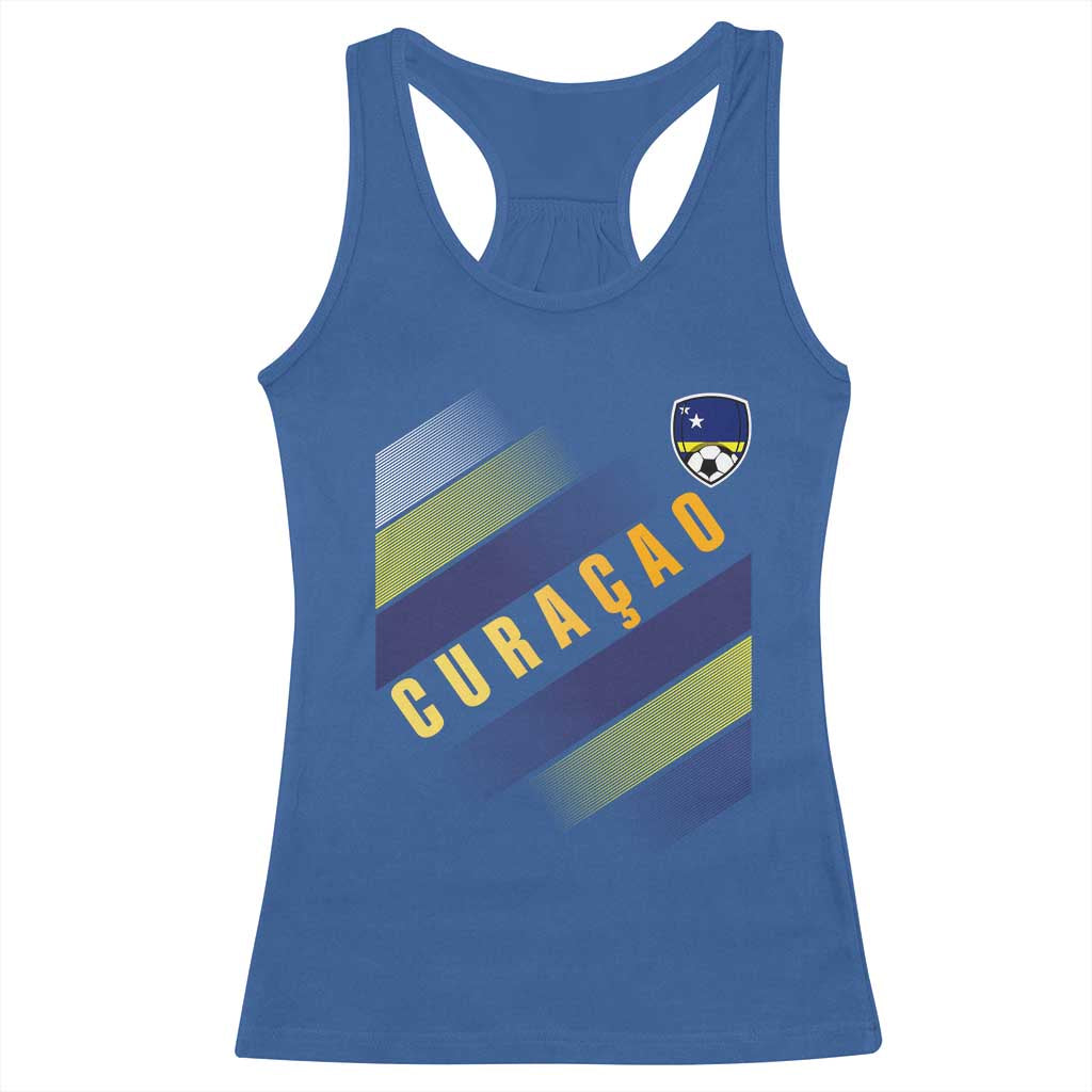 Curaçao Soccer Flag Stripe Jersey Style Racerback Tank Top Football Fans Pride Support TS02 Royal Blue Print Your Wear