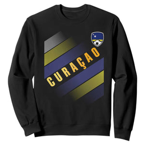 Curaçao Soccer Flag Stripe Jersey Style Sweatshirt Football Fans Pride Support TS02 Black Print Your Wear