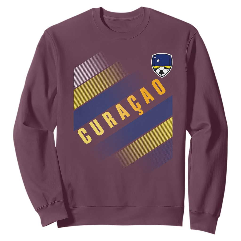 Curaçao Soccer Flag Stripe Jersey Style Sweatshirt Football Fans Pride Support TS02 Maroon Print Your Wear