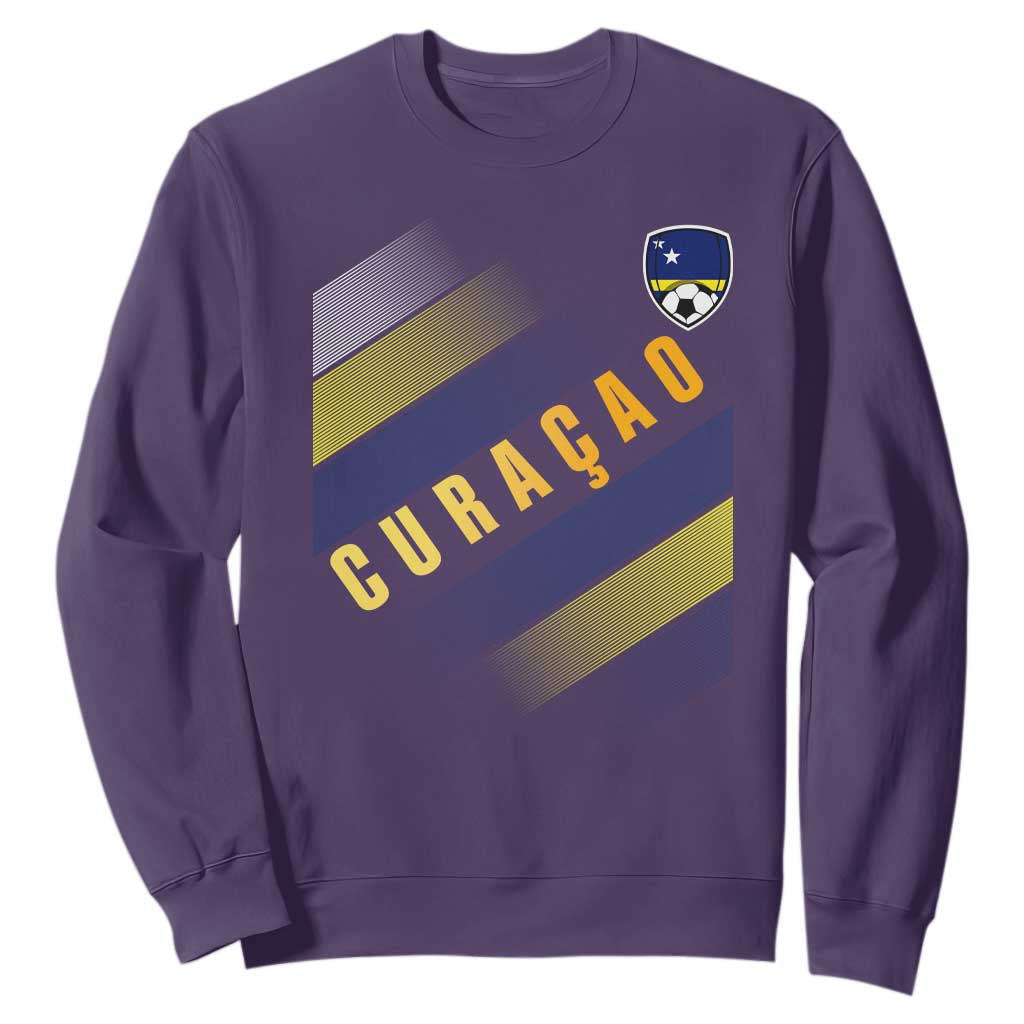 Curaçao Soccer Flag Stripe Jersey Style Sweatshirt Football Fans Pride Support TS02 Purple Print Your Wear