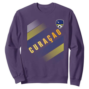 Curaçao Soccer Flag Stripe Jersey Style Sweatshirt Football Fans Pride Support TS02 Purple Print Your Wear