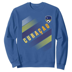 Curaçao Soccer Flag Stripe Jersey Style Sweatshirt Football Fans Pride Support TS02 Royal Blue Print Your Wear