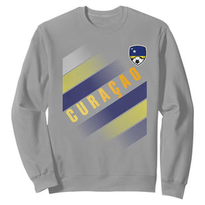 Curaçao Soccer Flag Stripe Jersey Style Sweatshirt Football Fans Pride Support TS02 Sport Gray Print Your Wear