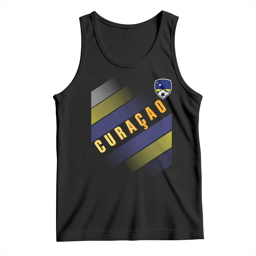 Curaçao Soccer Flag Stripe Jersey Style Tank Top Football Fans Pride Support TS02 Black Print Your Wear