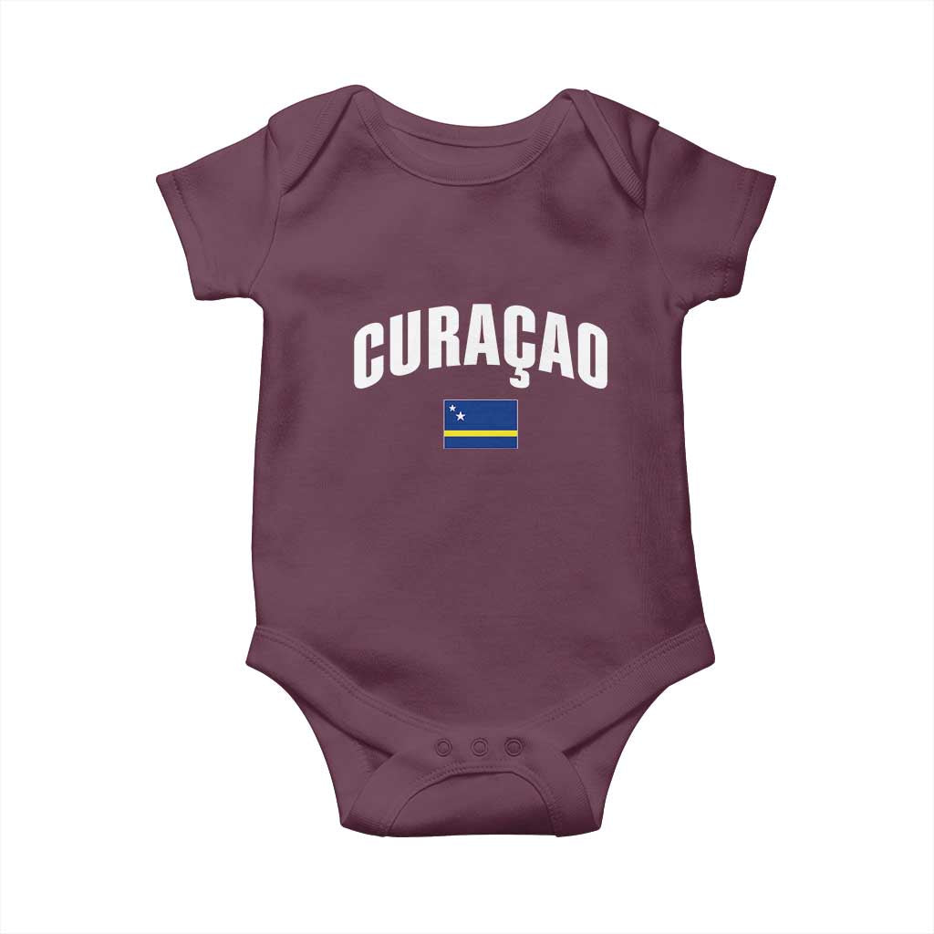 Curaçao National Flag Classic Heritage Baby Onesie Caribbean Pride Souvenir TS02 Maroon Print Your Wear