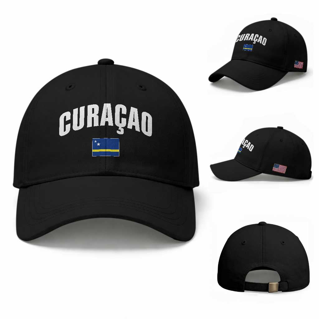 Curaçao National Flag Classic Heritage Baseball Cap Caribbean Pride Souvenir TS02 Baseball Cap Universal Fit Black Print Your Wear