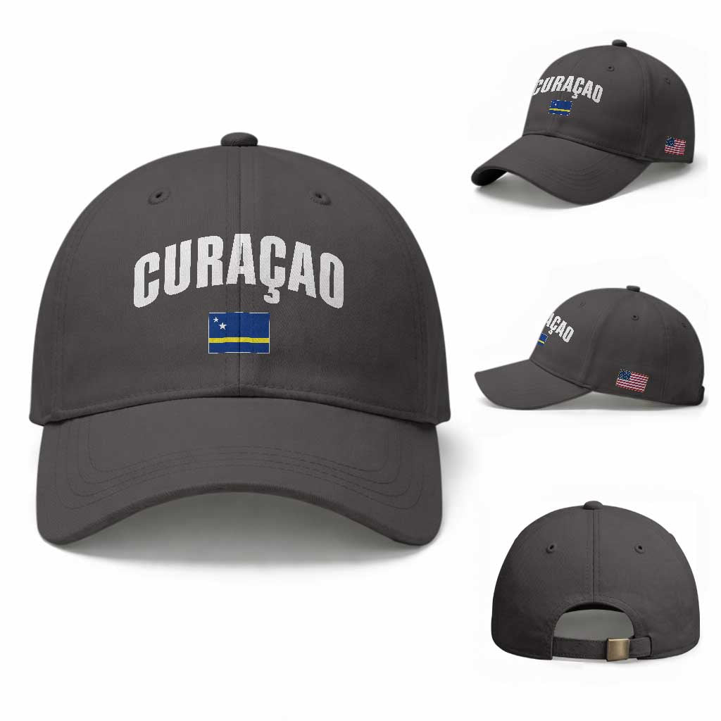 Curaçao National Flag Classic Heritage Baseball Cap Caribbean Pride Souvenir TS02 Baseball Cap Universal Fit Dark Gray Print Your Wear
