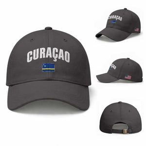 Curaçao National Flag Classic Heritage Baseball Cap Caribbean Pride Souvenir TS02 Baseball Cap Universal Fit Dark Gray Print Your Wear