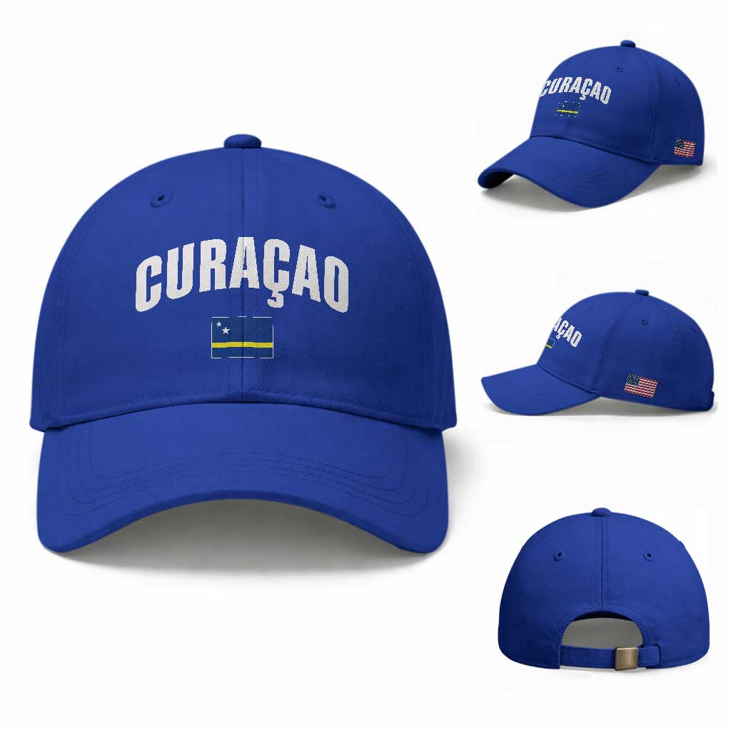 Curaçao National Flag Classic Heritage Baseball Cap Caribbean Pride Souvenir TS02 Baseball Cap Universal Fit Royal Blue Print Your Wear