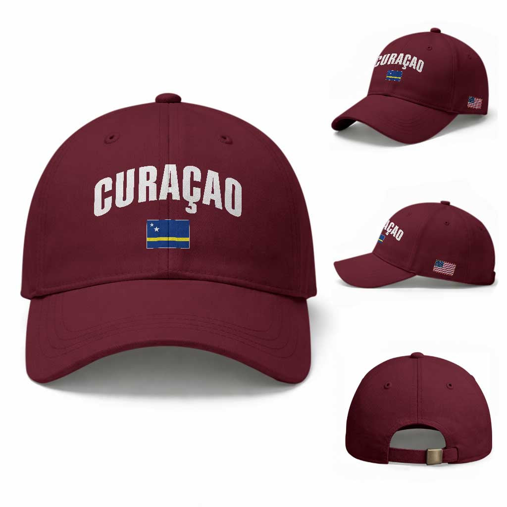 Curaçao National Flag Classic Heritage Baseball Cap Caribbean Pride Souvenir TS02 Baseball Cap Universal Fit Maroon Print Your Wear