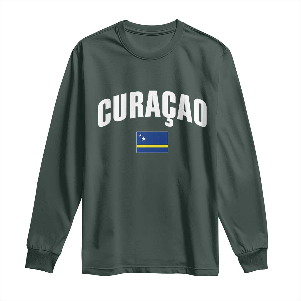 Curaçao National Flag Classic Heritage Long Sleeve Shirt Caribbean Pride Souvenir TS02 Dark Forest Green Print Your Wear