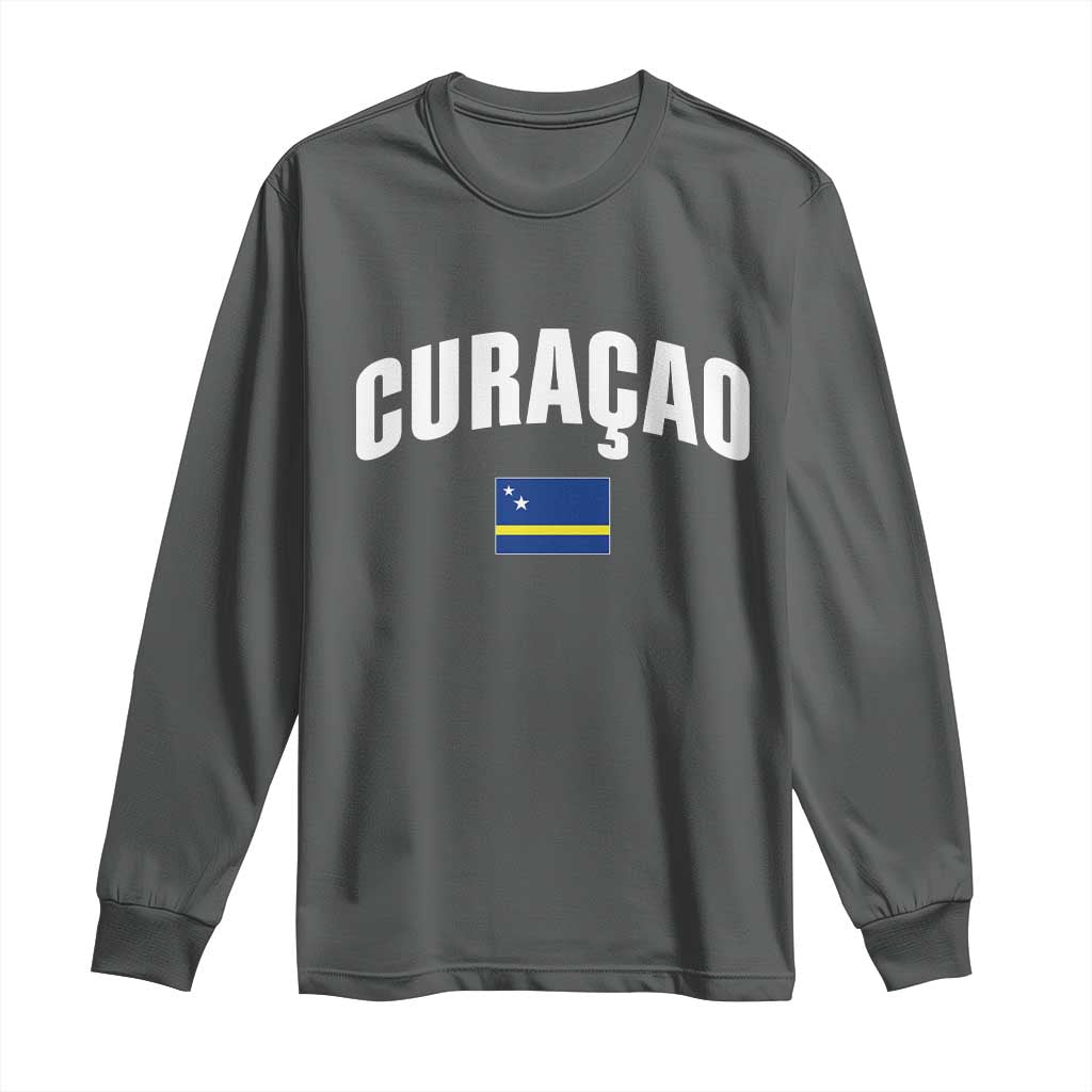 Curaçao National Flag Classic Heritage Long Sleeve Shirt Caribbean Pride Souvenir TS02 Dark Heather Print Your Wear
