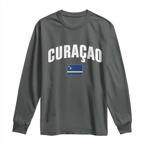 Curaçao National Flag Classic Heritage Long Sleeve Shirt Caribbean Pride Souvenir TS02 Dark Heather Print Your Wear