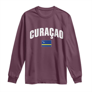 Curaçao National Flag Classic Heritage Long Sleeve Shirt Caribbean Pride Souvenir TS02 Maroon Print Your Wear