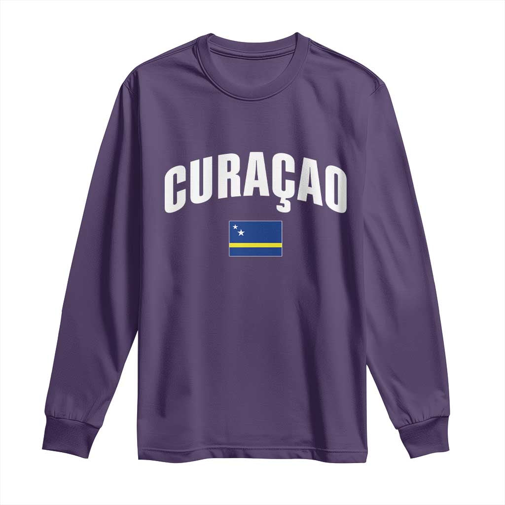 Curaçao National Flag Classic Heritage Long Sleeve Shirt Caribbean Pride Souvenir TS02 Purple Print Your Wear