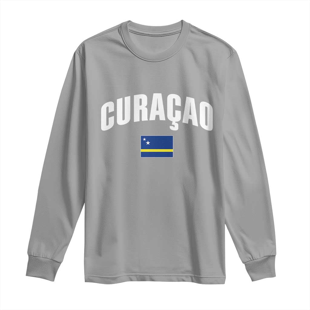 Curaçao National Flag Classic Heritage Long Sleeve Shirt Caribbean Pride Souvenir TS02 Sport Gray Print Your Wear