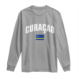 Curaçao National Flag Classic Heritage Long Sleeve Shirt Caribbean Pride Souvenir TS02 Sport Gray Print Your Wear
