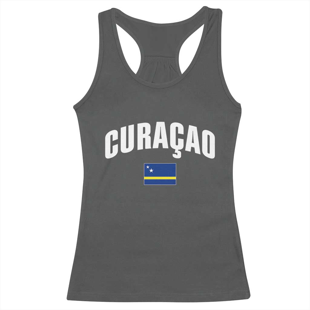 Curaçao National Flag Classic Heritage Racerback Tank Top Caribbean Pride Souvenir TS02 Dark Heather Print Your Wear