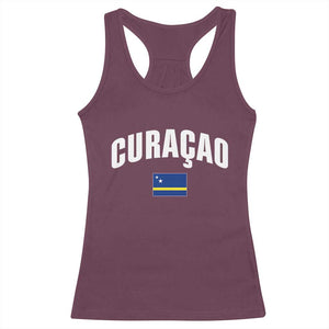 Curaçao National Flag Classic Heritage Racerback Tank Top Caribbean Pride Souvenir TS02 Maroon Print Your Wear